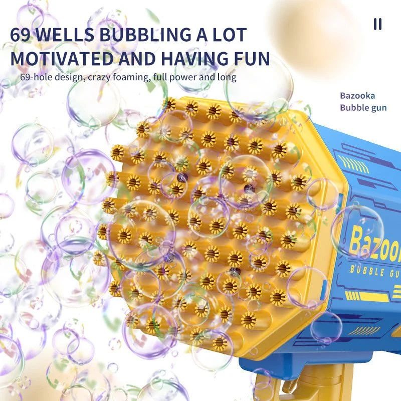 ๐ซงโจ ุจุงุฒููุง ุงููุฑุญ โ The Bazooka Bubble Gun | 69-Hole Magic Bubble Blaster with Dream Lights
