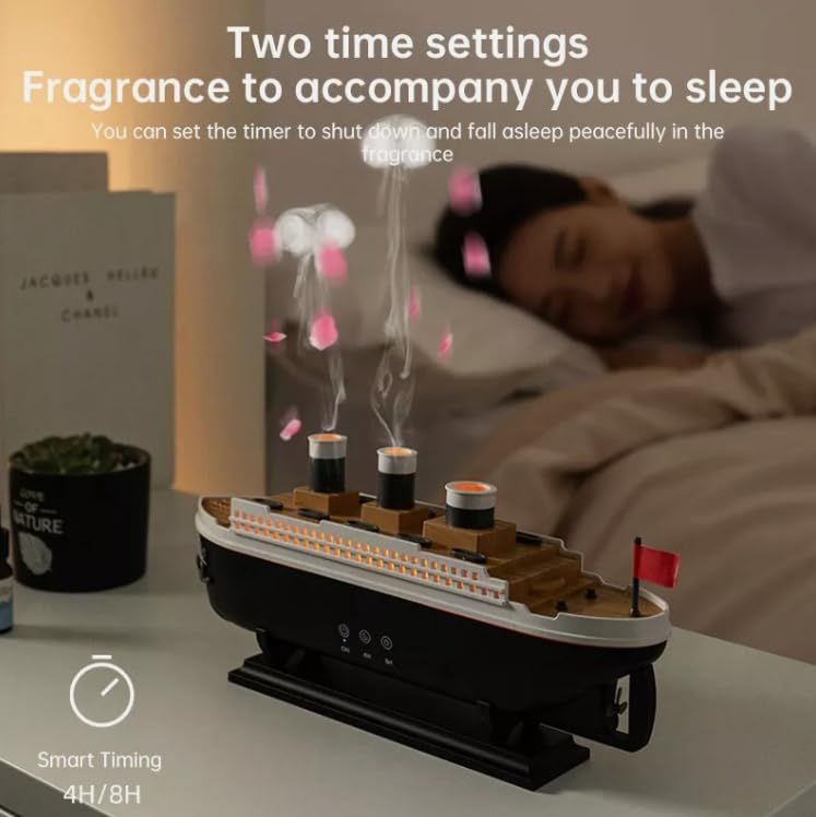 ๐ข Titanic Steam Ship Humidifier & Aroma Diffuser โ Colorful LED Night Light