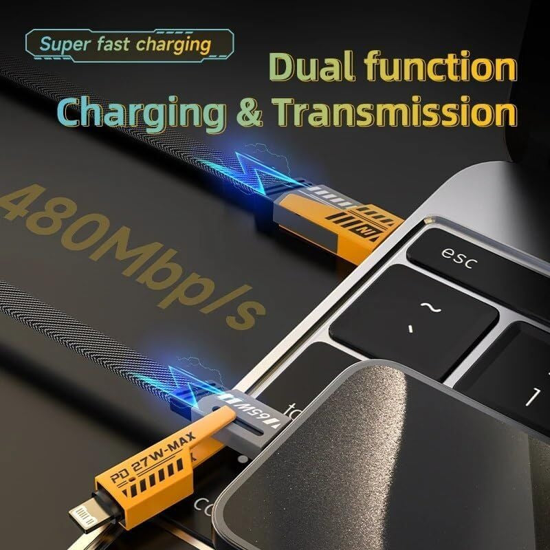 🔌 SHEZI GT 4-IN-1 Data Cable — 65W Fast Charging + Data Transfer
