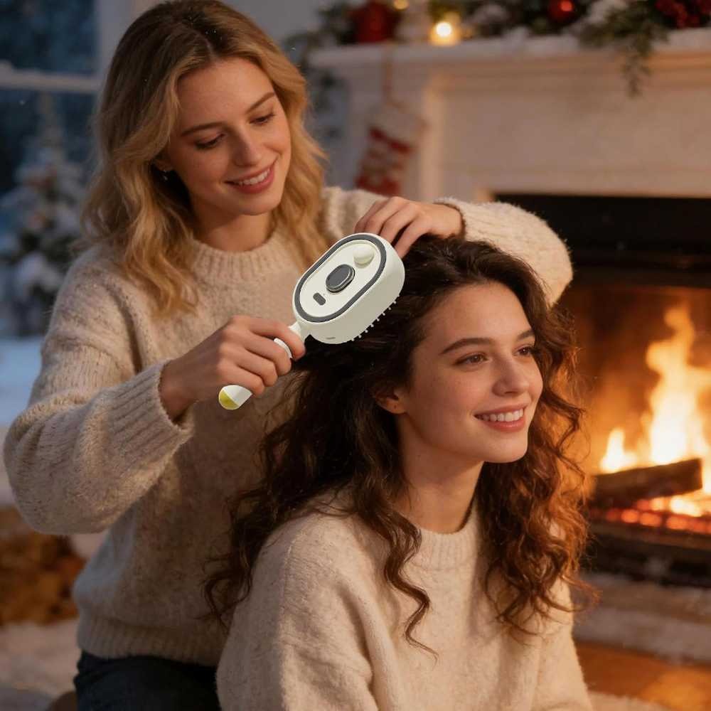 3-in-1 Rechargeable Steam Hair Brush| Anti-Frizz Detangling & Styling Tool