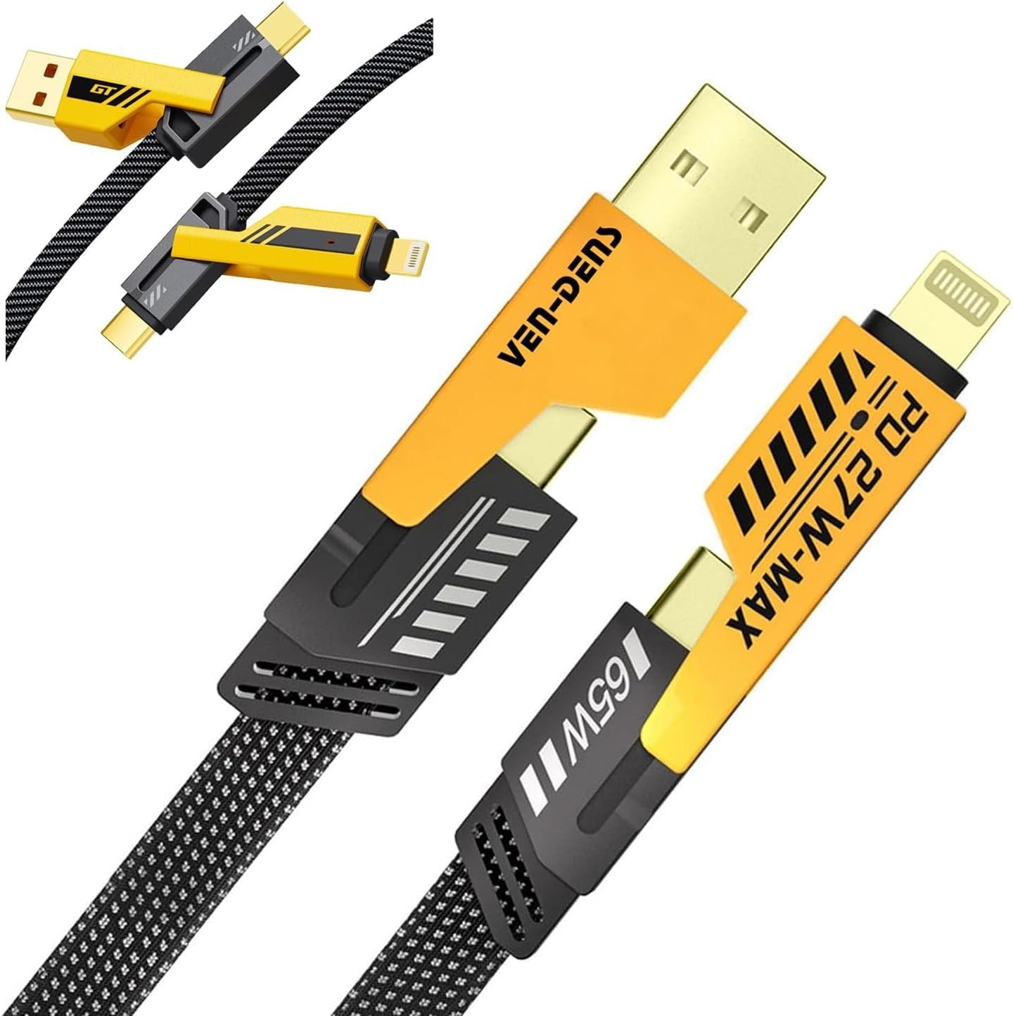 🔌 SHEZI GT 4-IN-1 Data Cable — 65W Fast Charging + Data Transfer
