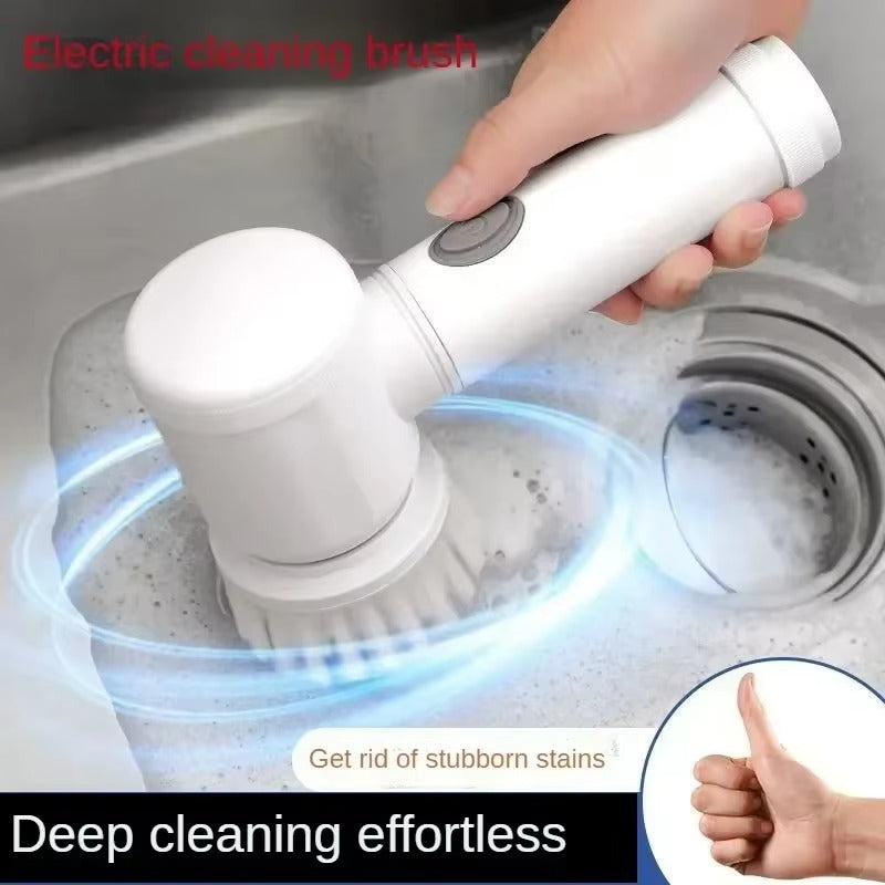 5-in-1 Electric Cleaning Brush – USB Rechargeable Spin Scrubber for Kitchen & Bathroom