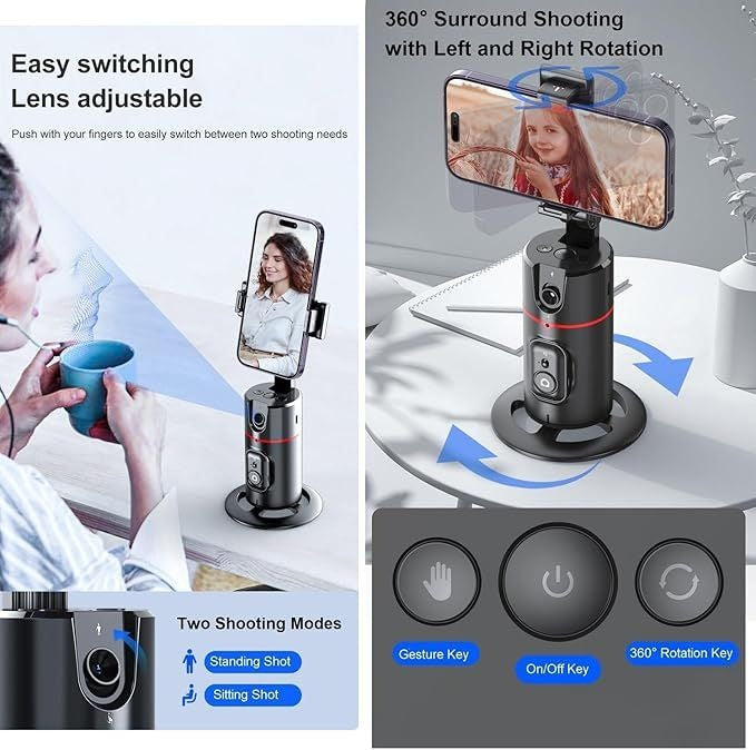 📱🤖 AI Auto Face Tracking Smart Tripod — 360° Rotation | Gesture Control | No App Needed | Your Personal Cameraman!
