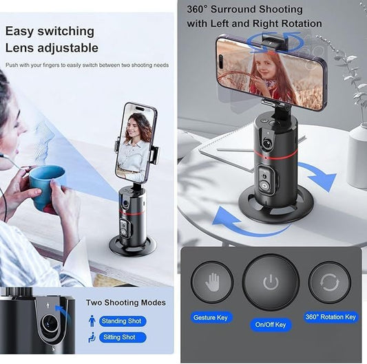 📱🤖 AI Auto Face Tracking Smart Tripod — 360° Rotation | Gesture Control | No App Needed | Your Personal Cameraman!