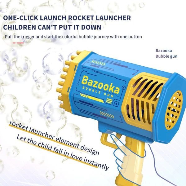 🫧✨ بازوكا الفرح — The Bazooka Bubble Gun | 69-Hole Magic Bubble Blaster with Dream Lights