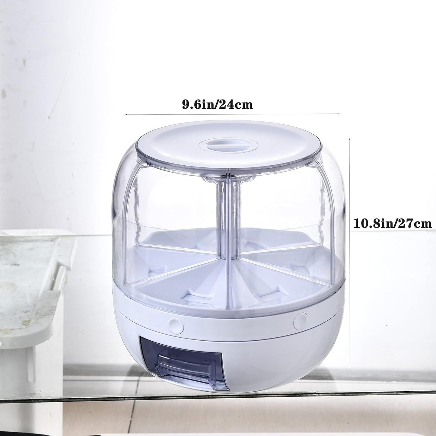 🌾✨ 360° Rotating Grain Dispenser — 6-Section Smart Food Storage Container | Airtight | Press & Pour!