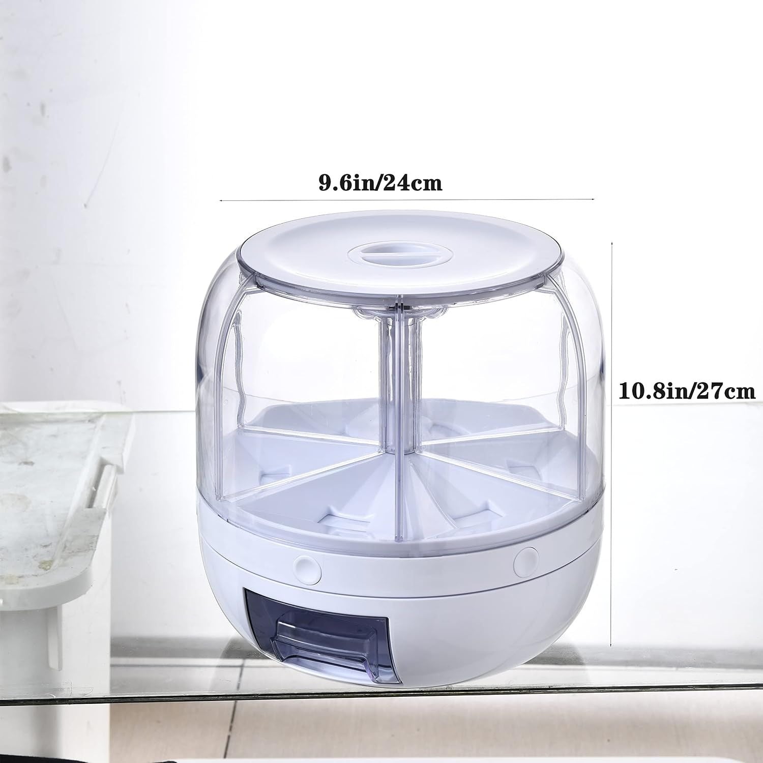 🌾✨ 360° Rotating Grain Dispenser — 6-Section Smart Food Storage Container | Airtight | Press & Pour!