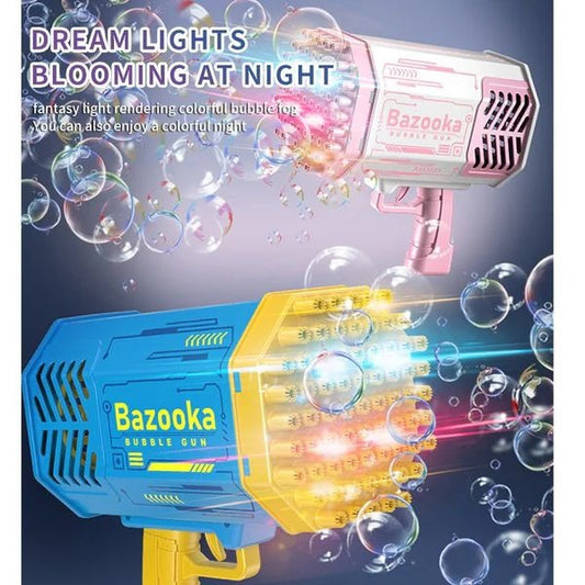 🫧✨ بازوكا الفرح — The Bazooka Bubble Gun | 69-Hole Magic Bubble Blaster with Dream Lights