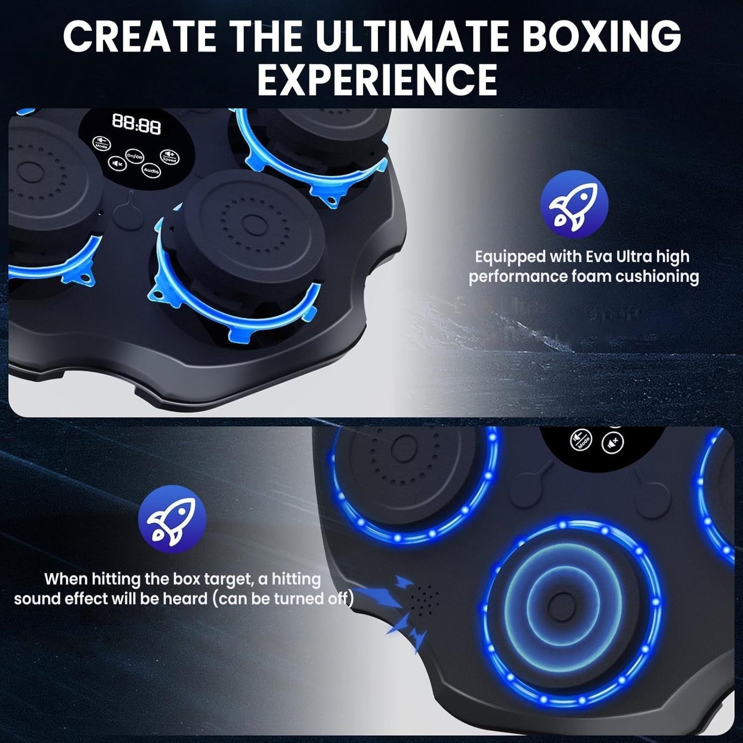 🥊💥 Smart Music Boxing Machine — LED Rhythm Punch Trainer | Bluetooth | Wall Mount | Gloves Included!
