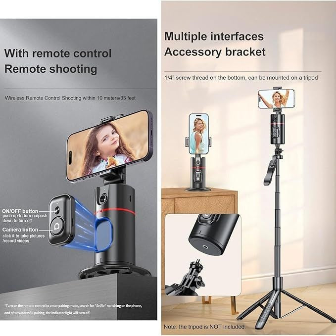 📱🤖 AI Auto Face Tracking Smart Tripod — 360° Rotation | Gesture Control | No App Needed | Your Personal Cameraman!