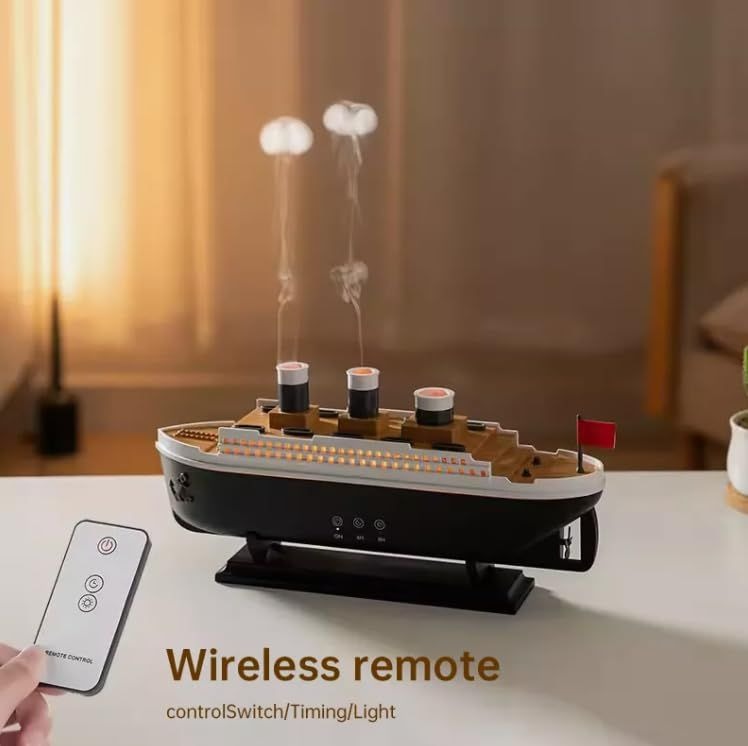 🚢 Titanic Steam Ship Humidifier & Aroma Diffuser — Colorful LED Night Light