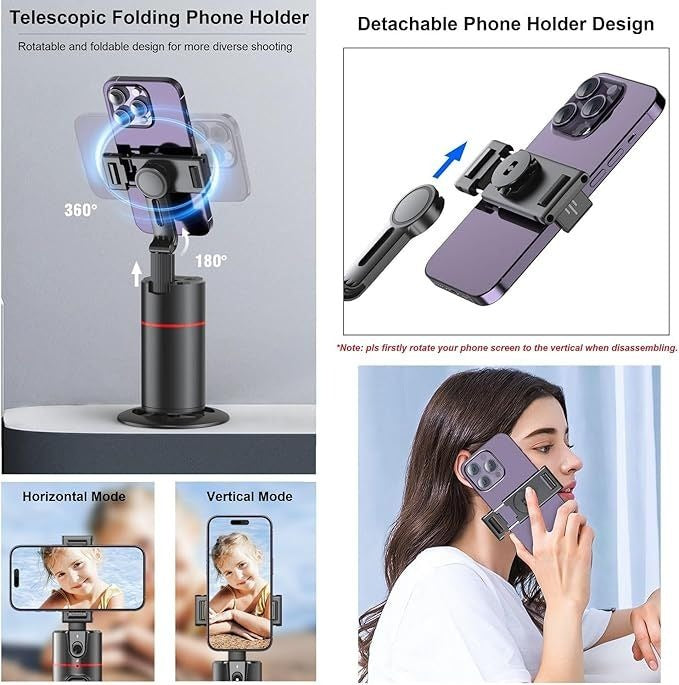 📱🤖 AI Auto Face Tracking Smart Tripod — 360° Rotation | Gesture Control | No App Needed | Your Personal Cameraman!