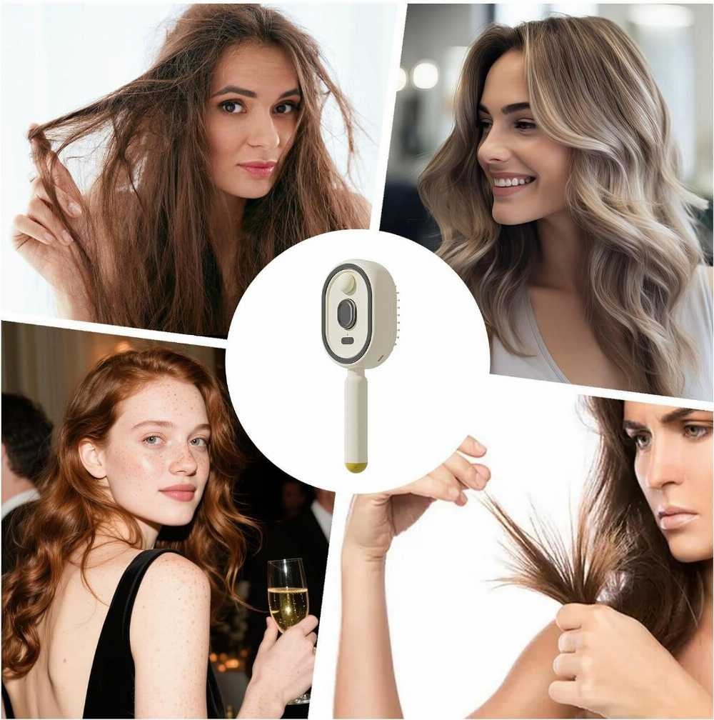 3-in-1 Rechargeable Steam Hair Brush| Anti-Frizz Detangling & Styling Tool